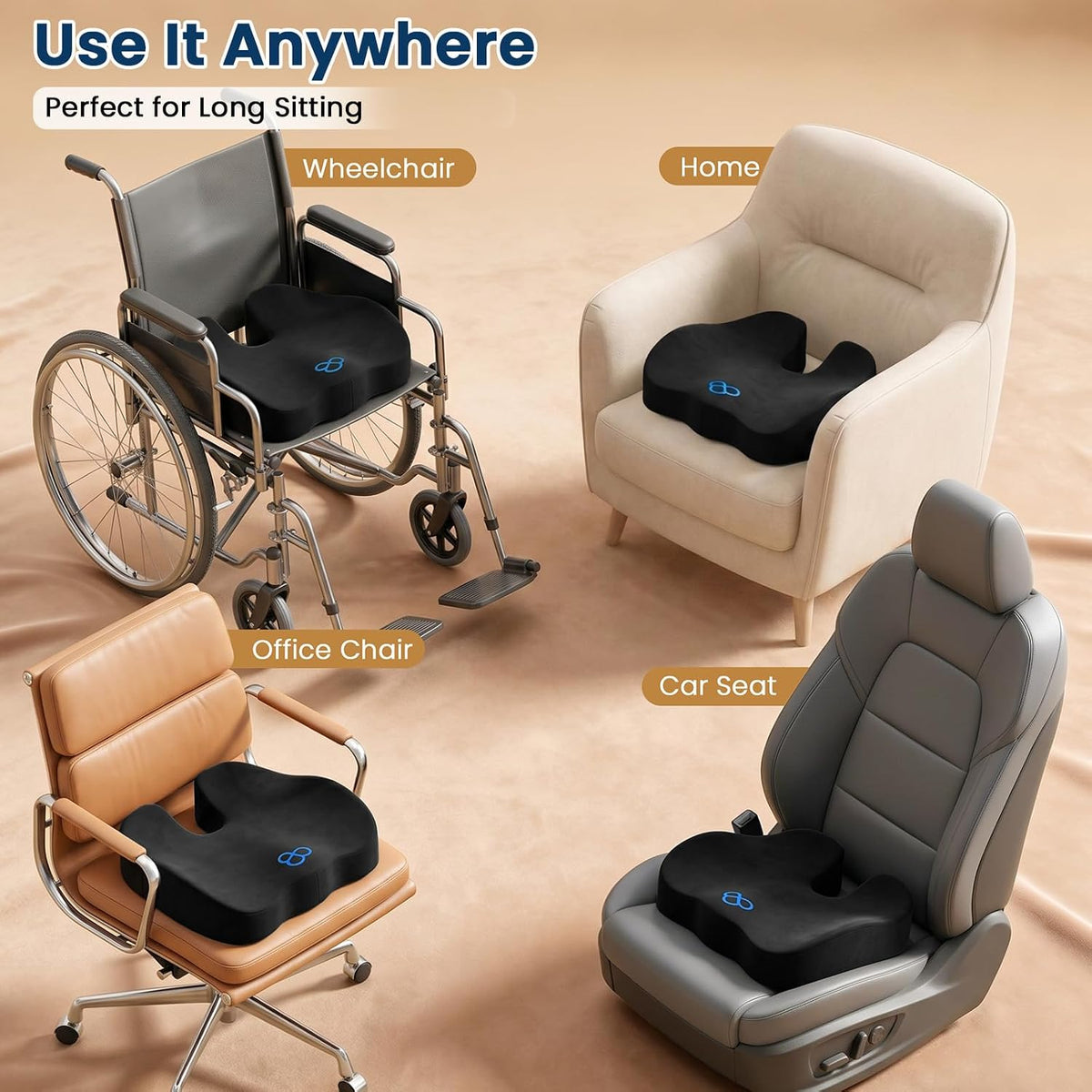 4.7-Inch Memory Foam Seat Cushion with Velvet Cover - Field & Nook