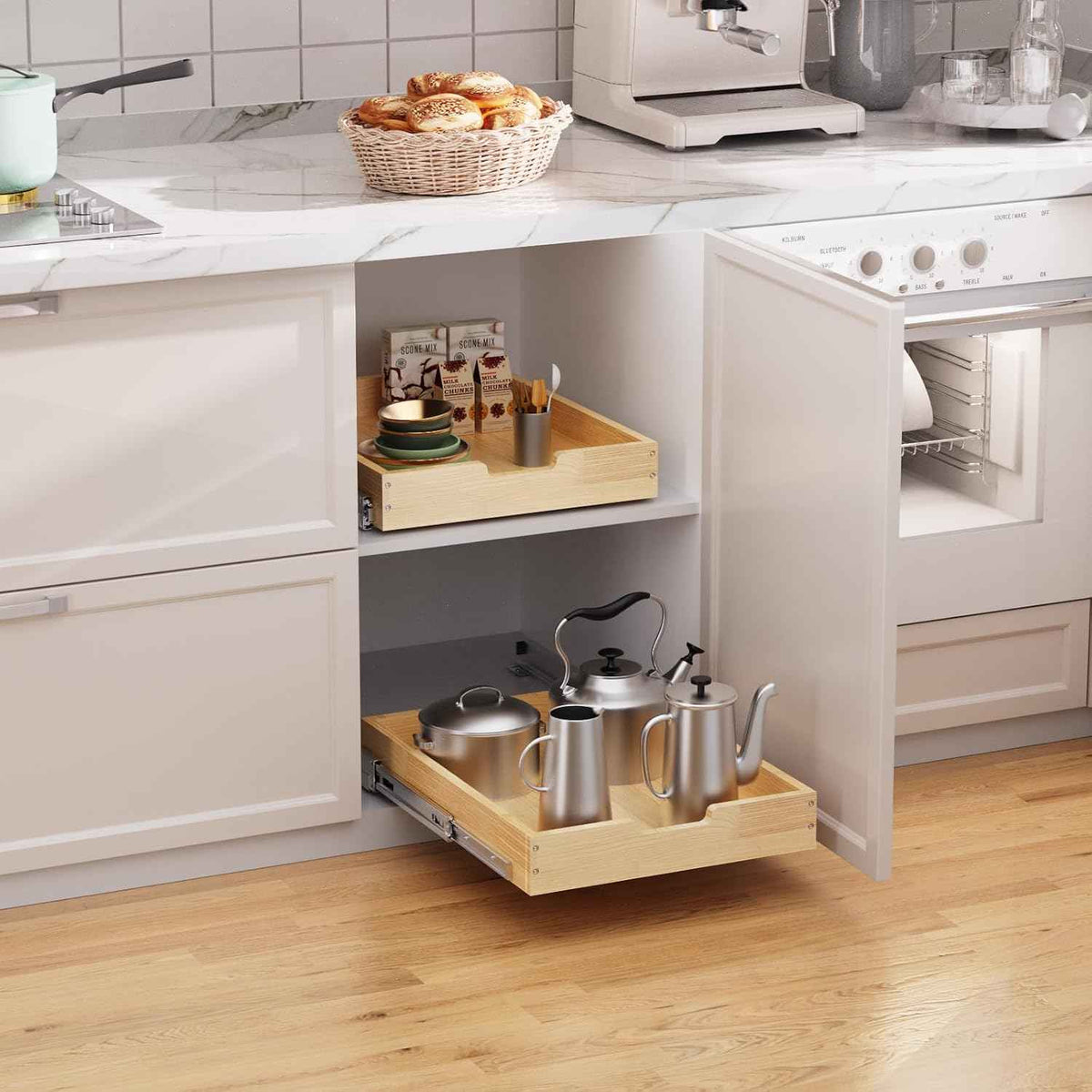 Sikarou Pull Out Cabinet Organizer, 14" W x 21" D