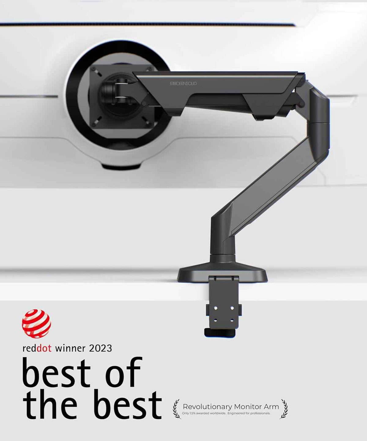 Modernsolid Heavy Duty Monitor Arm Desk Mount for 34-49 Inch Ultrawide Curved Monitors, Supports 14-38 lbs, Gas Spring Ergonomic Full Motion with Cable Management, Red Dot Design Awarded, Black