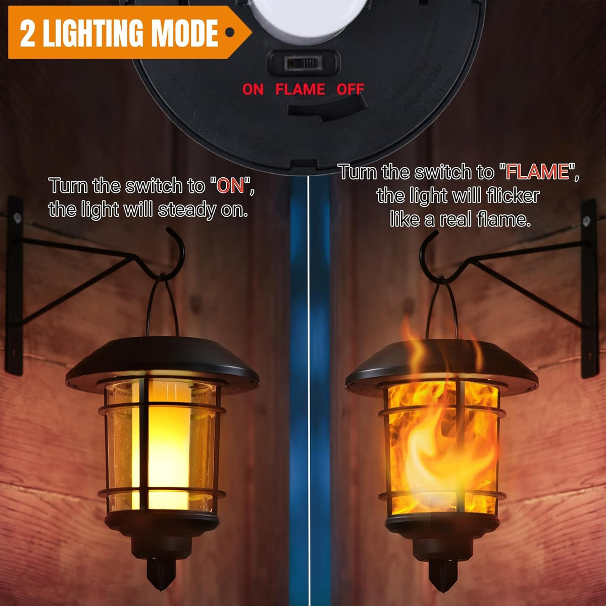 Solar Flickering-Flame Wall Lanterns – Four-Piece Outdoor Set
