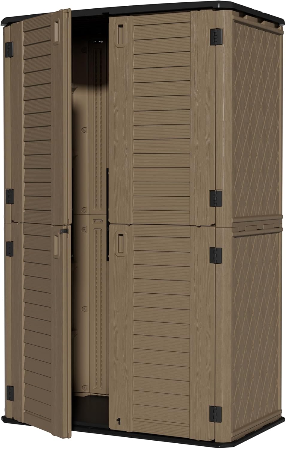 ZZM Large 67 Cu.ft Waterproof Storage Shed, Outdoor Storage Cabinet，Durable Resin Storage for Patio Furniture, Garden Tools, Pool Accessories, Mower Storage (Coffee)
