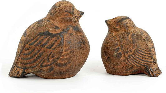 Sungmor Cast Iron Bird Statue, Vintage Animal Collection Figurines, Home Office Table Decor, Paperweight, Doorstop, Garden Lawn Cute Ornament, Rust Finish