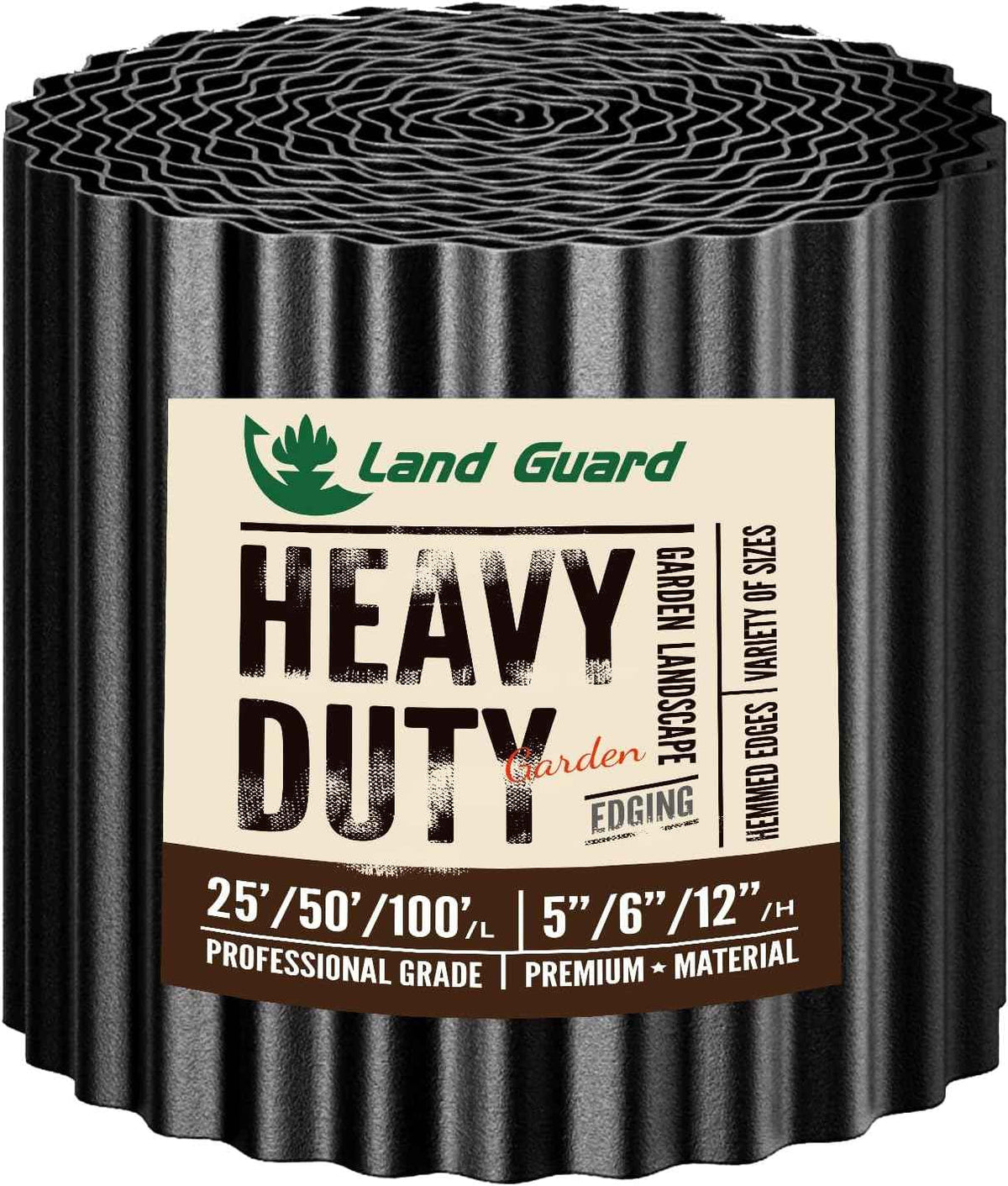 Land Guard Corrugated Garden Edging Border, 6"×50' Landscape Paver Edging, Tall Landscape Edging, Fence for Garden, Flower Bed, Lawn and Landscape Edging (Black)