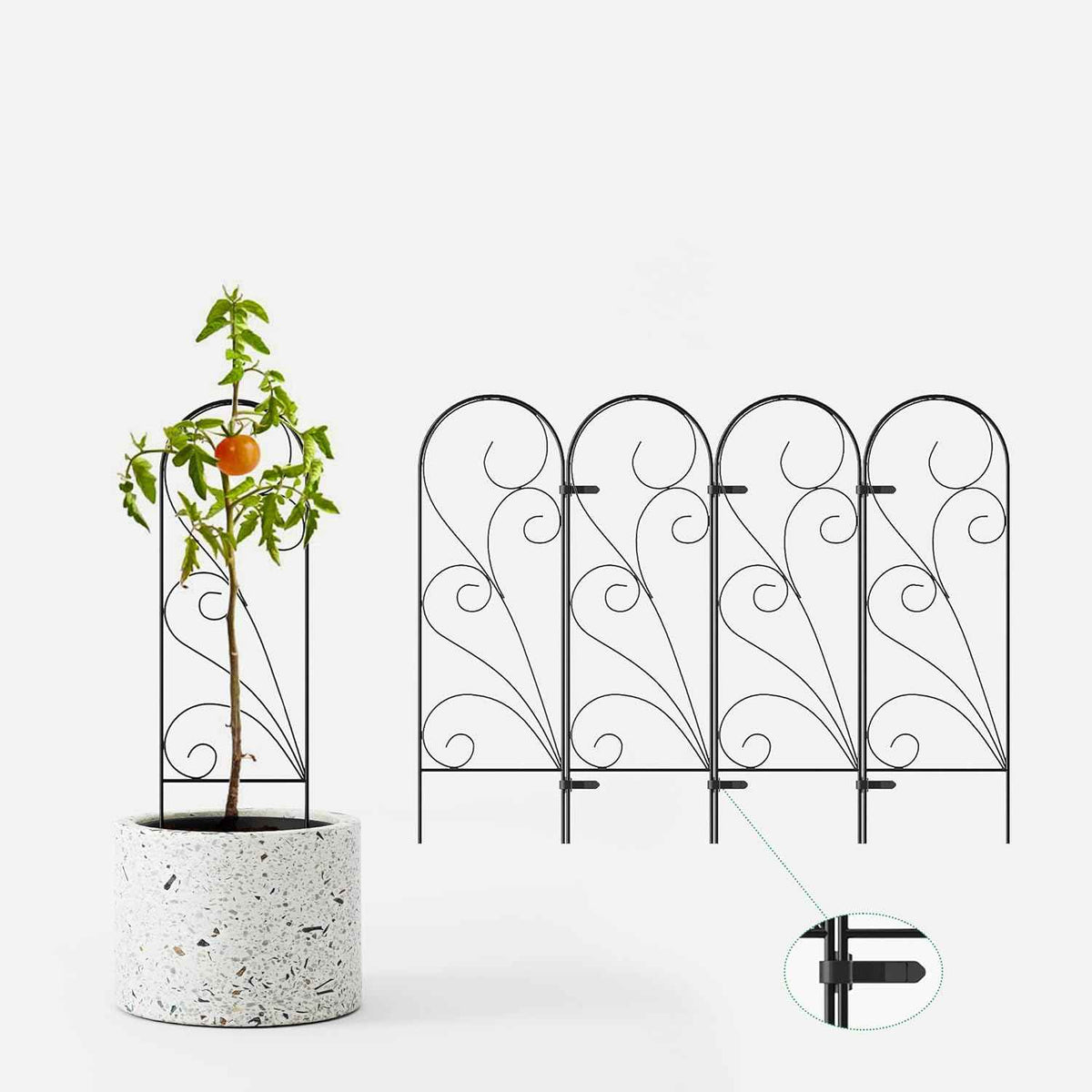 Zhongma 4 Pack 24" Metal Plant Trellis for Potted Plants Climbing,Indoor and Outdoor Fence Plant Support Trellis for Flower and Vagetable