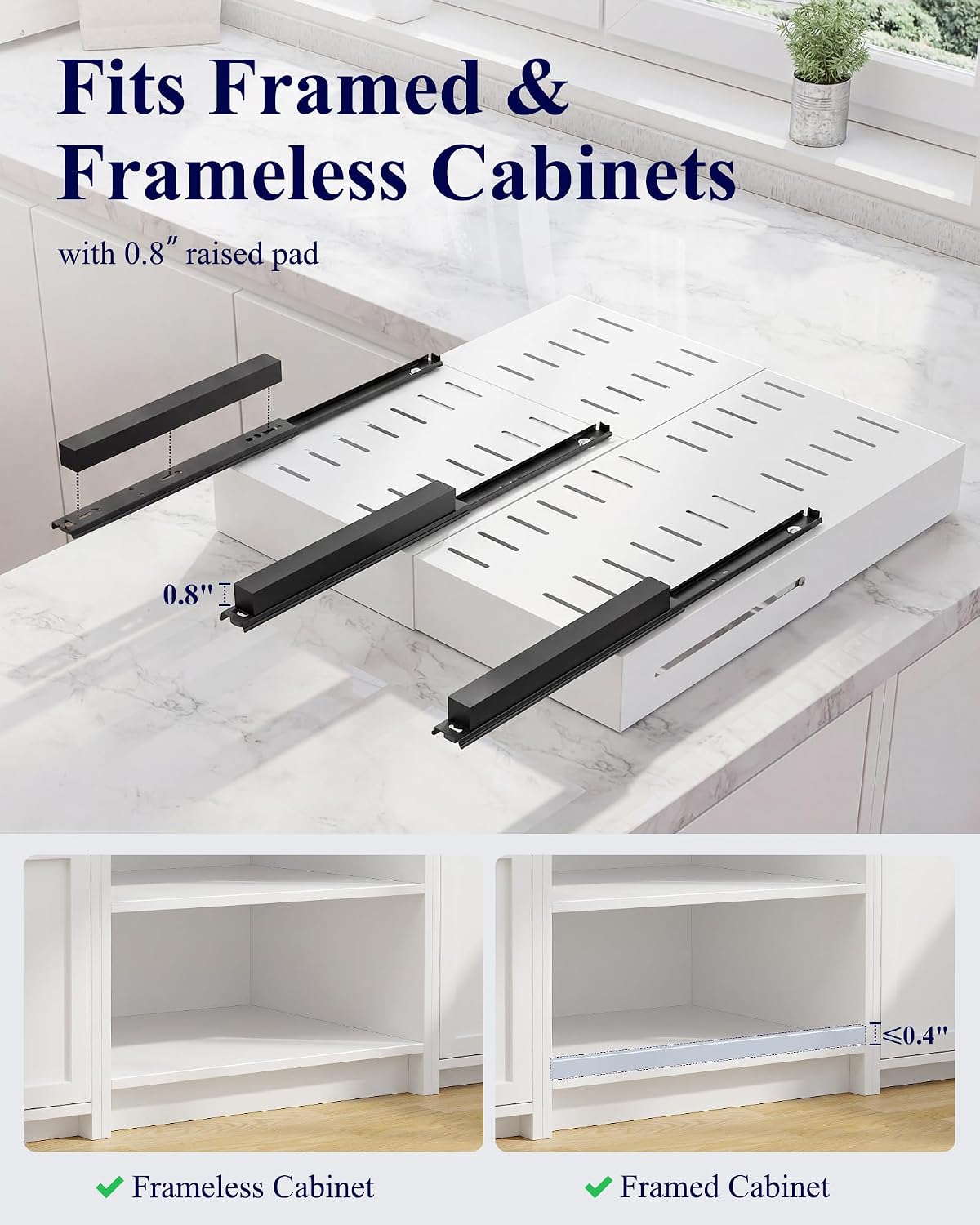 Kitsure 2 Pack Expandable Pull Out Cabinet Shelves