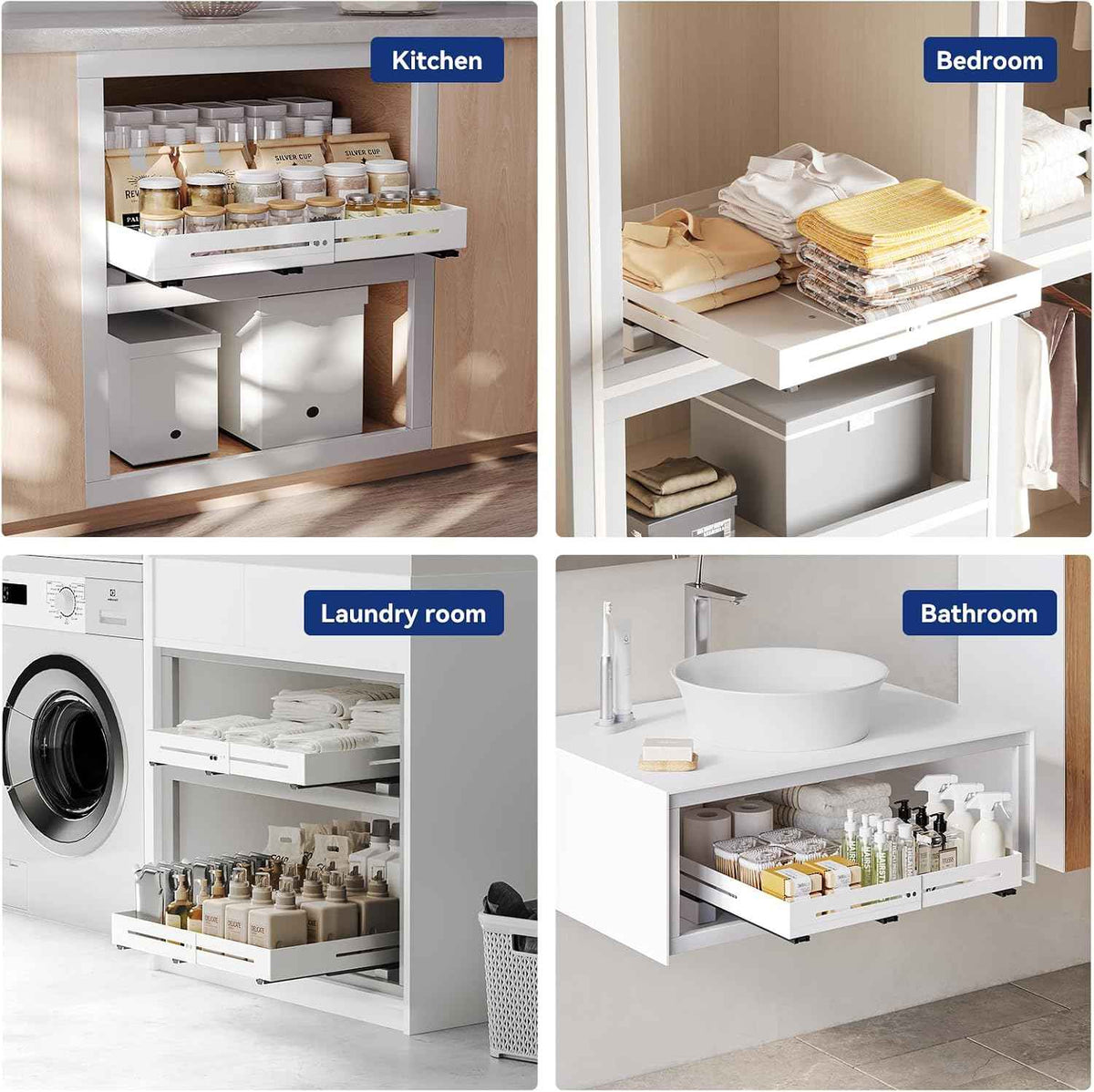 Pull Out Cabinet Organizer, 12.8"-17.5" D x 14.8"-20.5" W