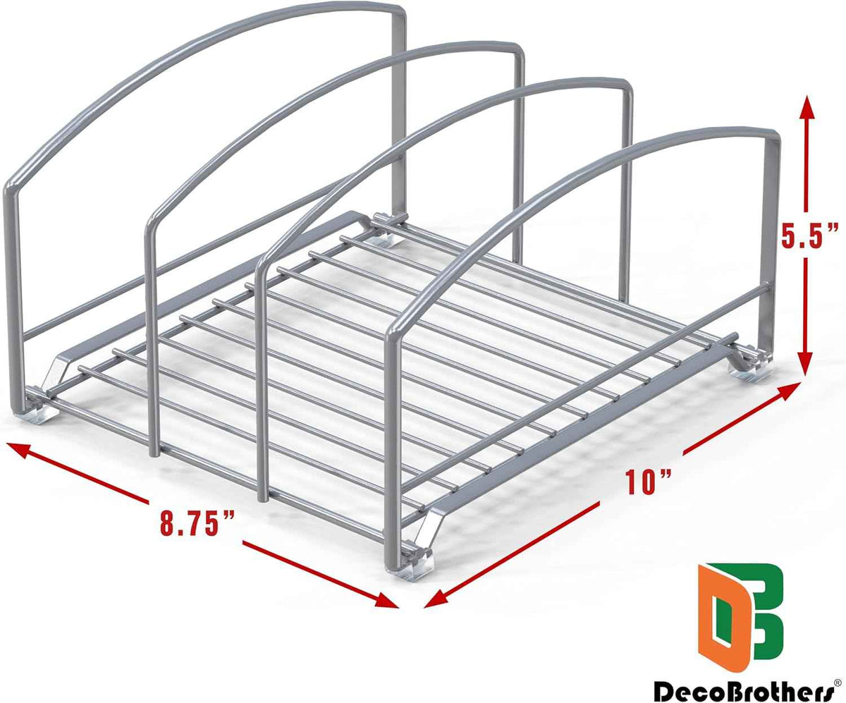 Deco Brothers Cookware Organizer Rack, 3 Slot, Silver