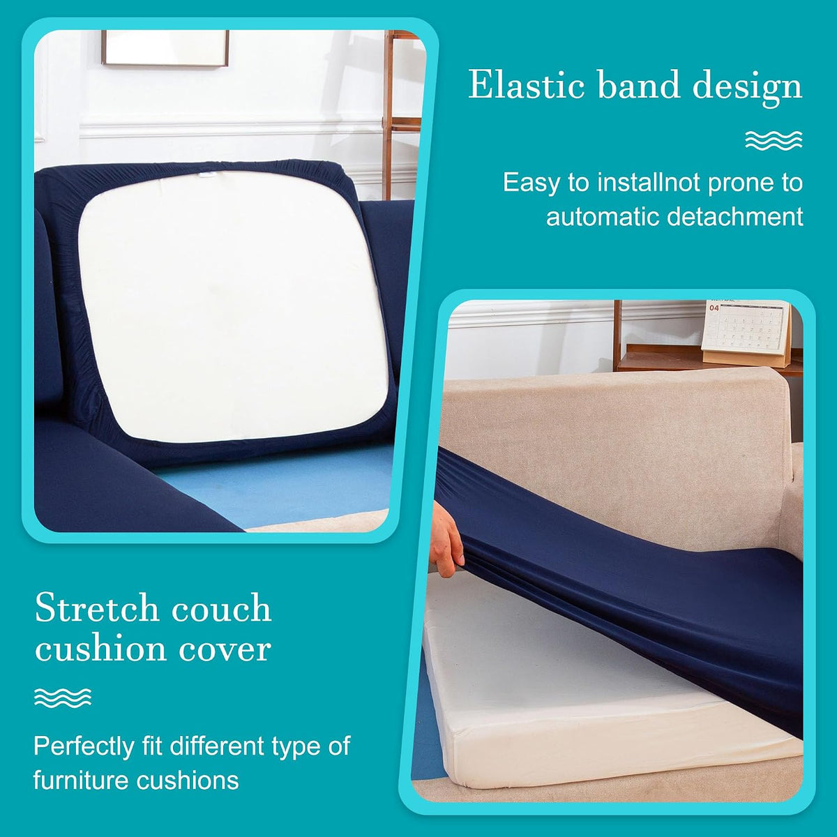 14 Piece Outdoor Cushion Covers, Patio Sofa Cushion Covers, Stretch Fit | 14 Piece Set, Outdoor, Stretch Fit, Washable, Patio Sofa Cushion Covers, Seat Pillow Covers, Furniture Protector