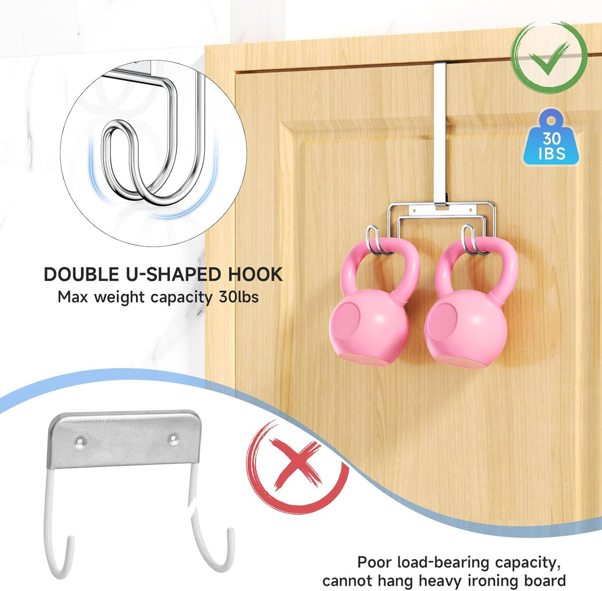 Removable-Hook Metal Ironing Board Holder – Silver - Field & Nook