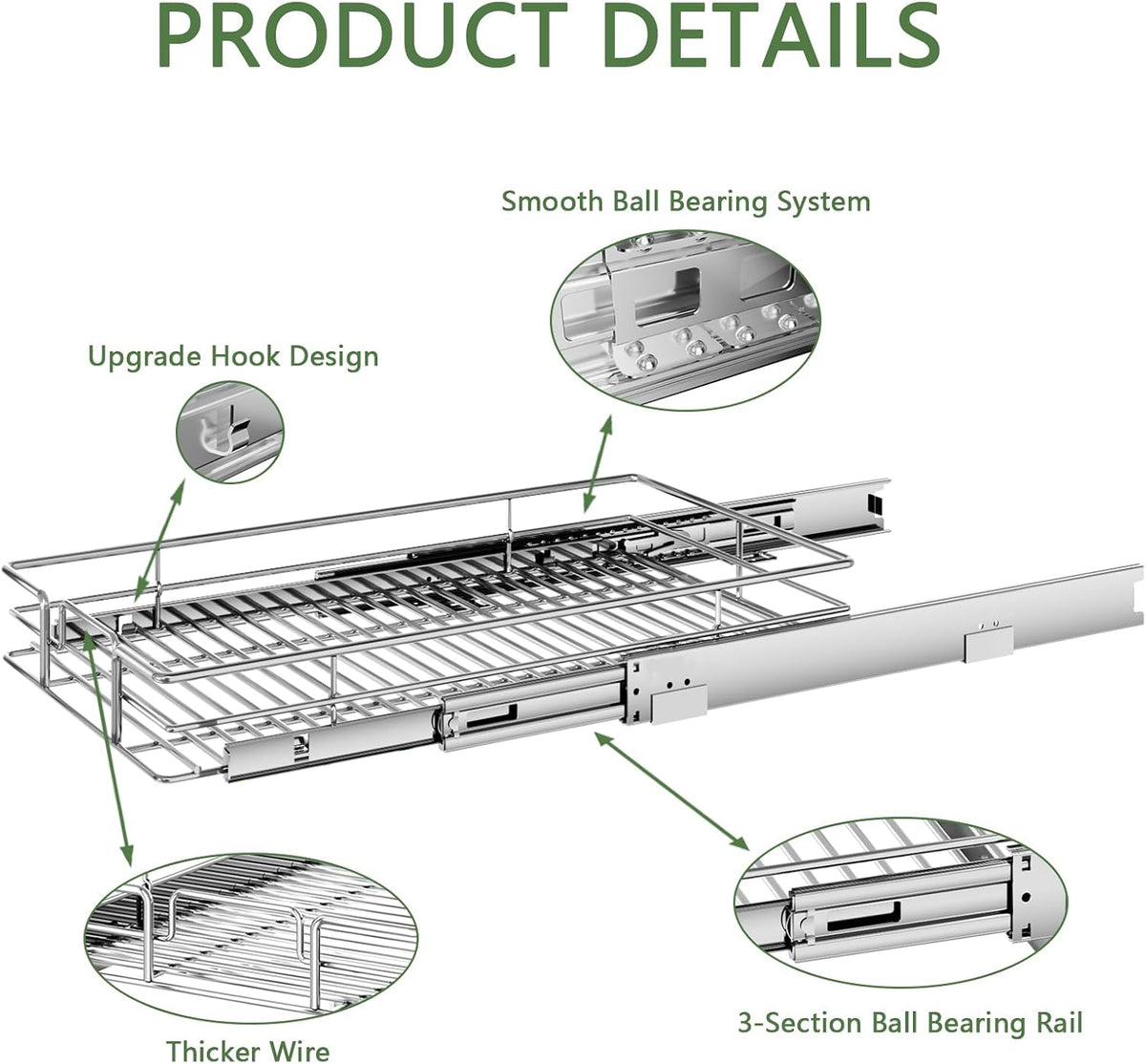Pull Out Cabinet Organizer, 10½" W x 18" D