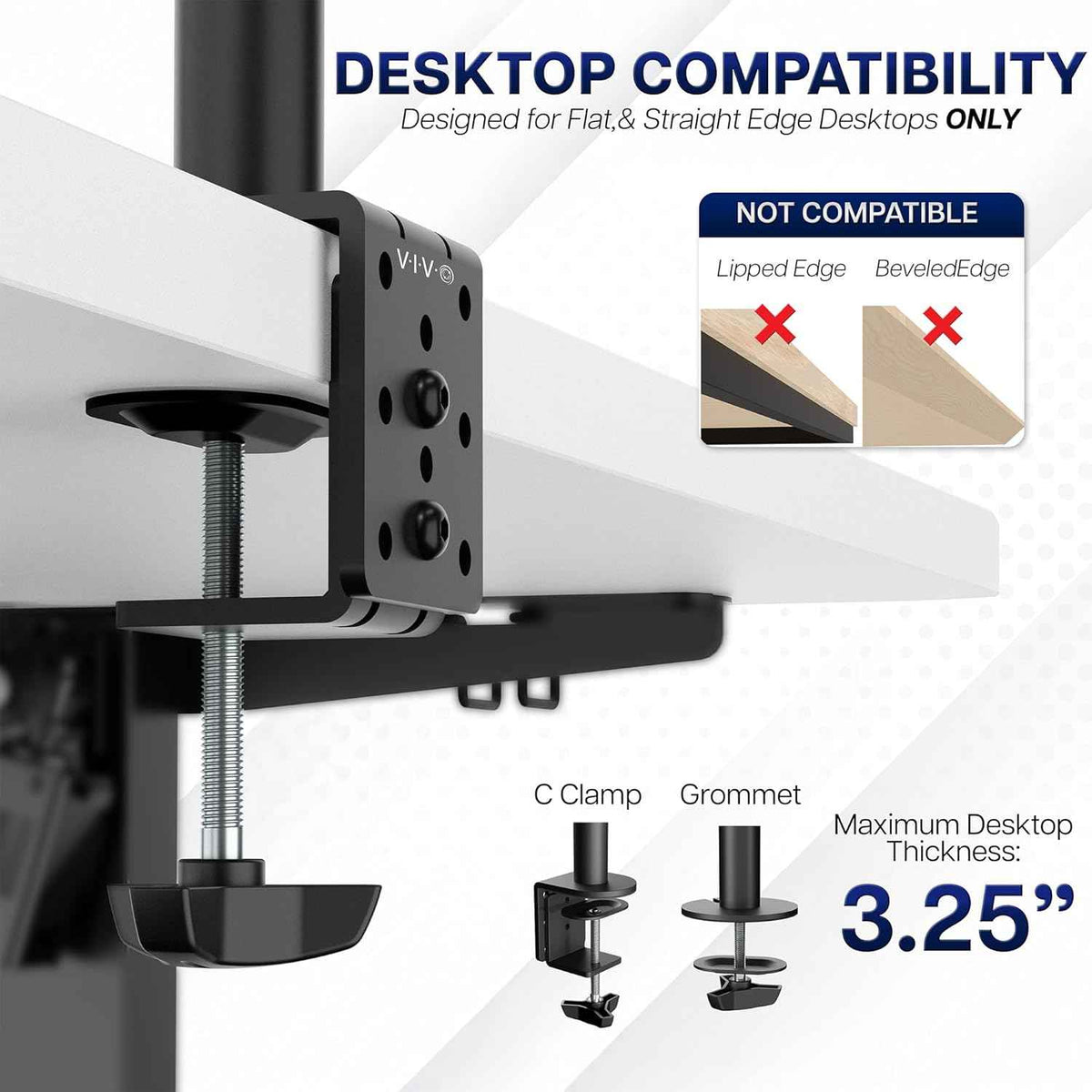VIVO Dual Ultrawide Monitor Desk Mount, Heavy Duty Fully Adjustable Steel Stand, Holds 2 Computer Screens up to 38 inches and Max 22lbs Each, Black, STAND-V038