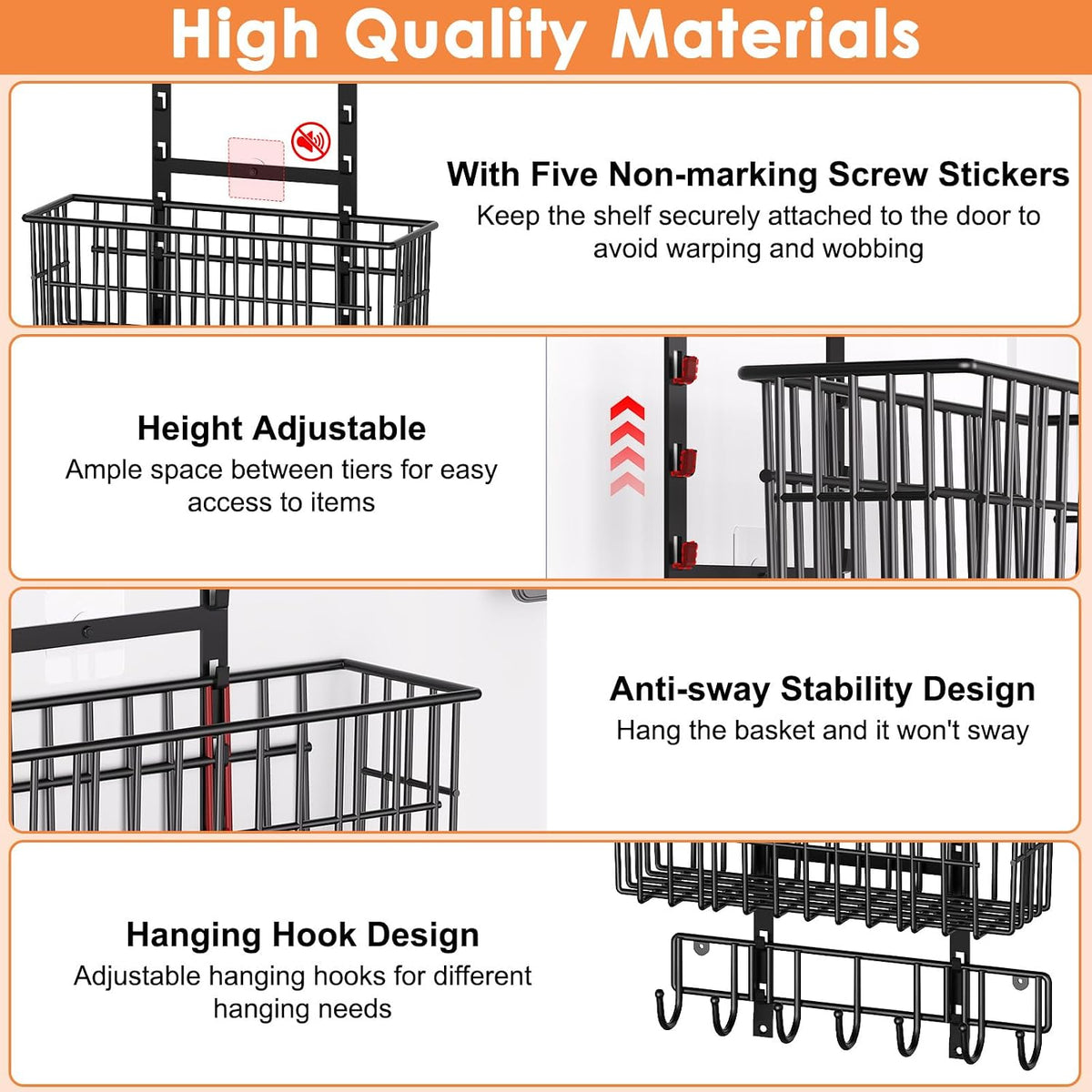 Adjustable Over the Door Organizer – Black - Field & Nook
