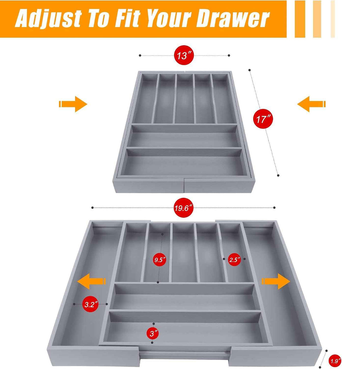 Extra Large Kitchen Silverware Drawer Organizer