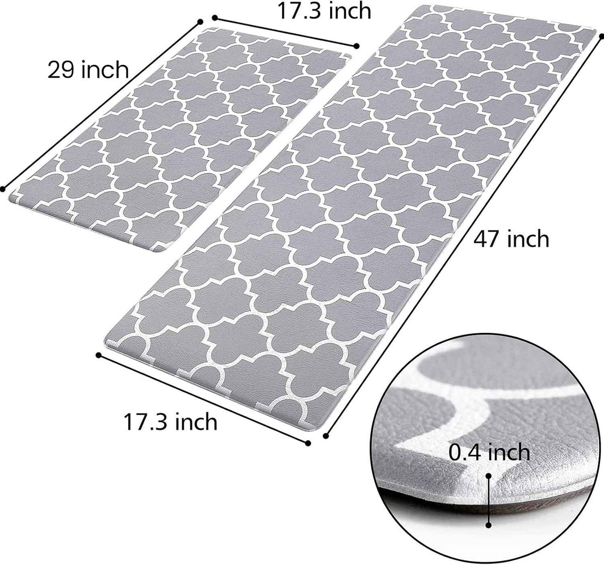 KMAT Kitchen Mat Set of 2,Cushioned Anti-Fatigue Kitchen Mats for Floor | Waterproof Non-Slip Kitchen Rugs Heavy Duty PVC Ergonomic Comfort Foam Rug for Kitchen,Floor Home,Office,Sink,Laundry