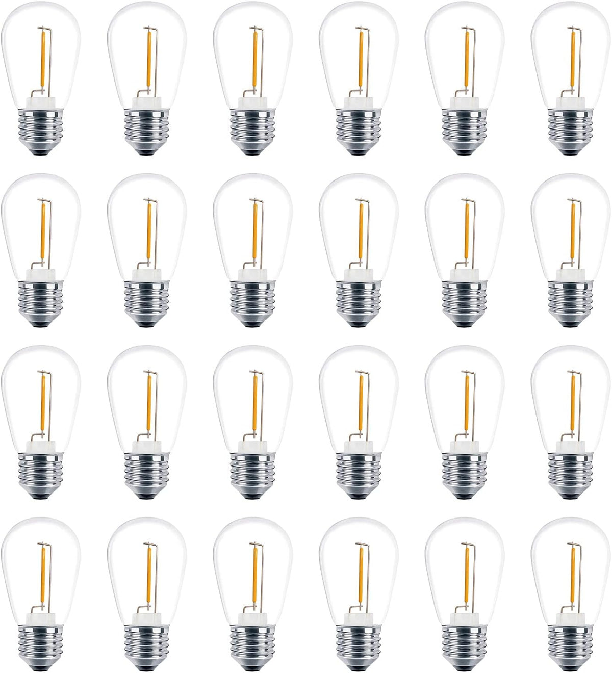 Meconard 24 Pack LED S14 Replacement Light Bulbs, Shatterproof Outdoor 1 Watt to Replace 11Watts String Incandescent Bulb, E26 Regular Medium Screw Base, 2200K Warm White, Non-Dimmable