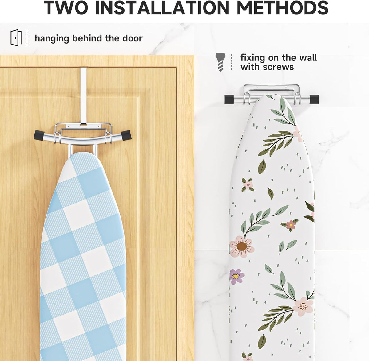 Removable-Hook Metal Ironing Board Holder – Silver - Field & Nook