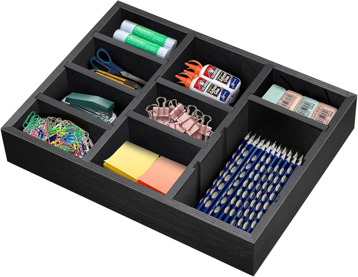 Wooden 9-Slot Desk Drawer Organizer - Field & Nook