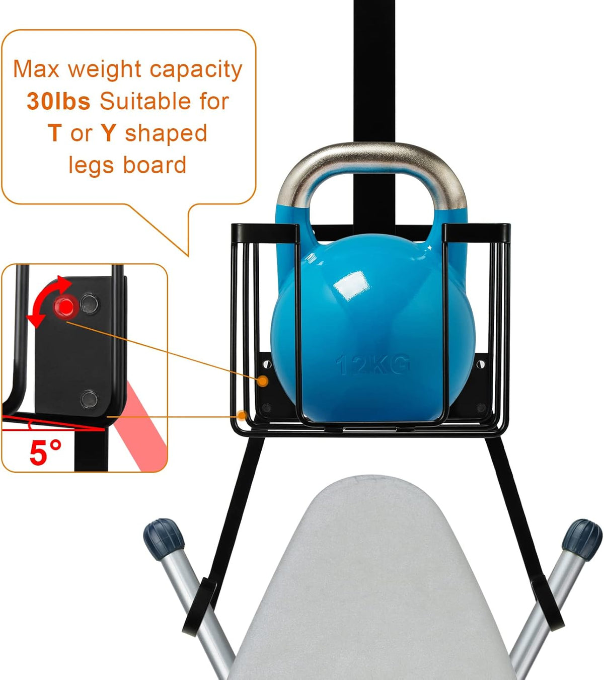 Black Over-Door Iron and Ironing Board Storage Caddy - Field & Nook