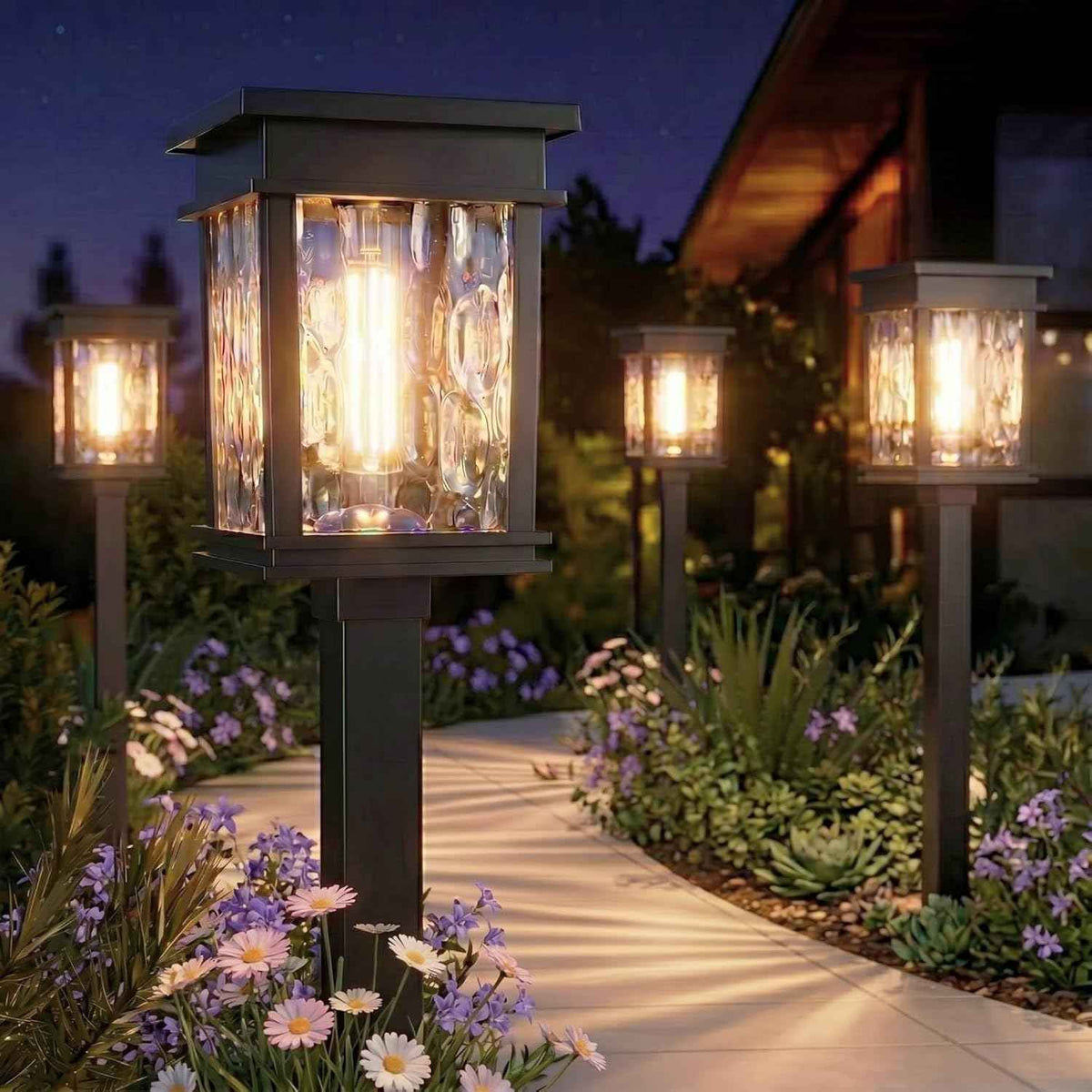 XMCOSY+ Solar Pathway Lights, 50 LM Bright Solar Lights, Garden Outdoor Waterproof Light IP65, 2-in-1 Landscape Lighting, Outdoor Light for Yard, Path, Walkway, Driveway (Warm & Cool)