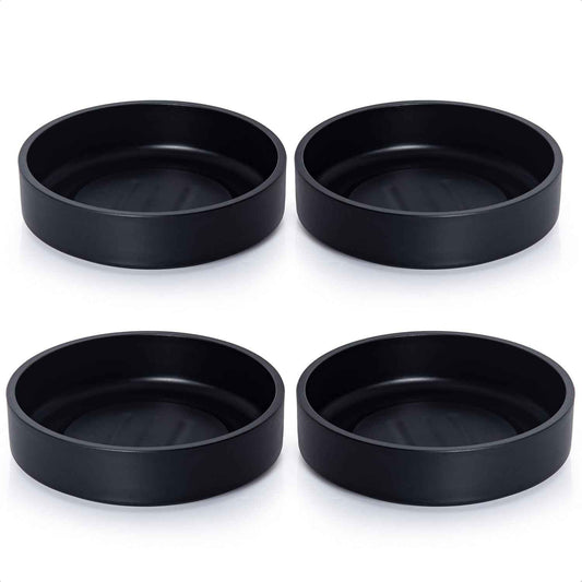 Phoenix Vine 6 Inch Plastic Plant Saucer Water Drip Tray, Heavy Sturdy Round Plant Drainage Tray for Indoors Outdoor, Set of 4, Matte Black, 21-TY-6B-4