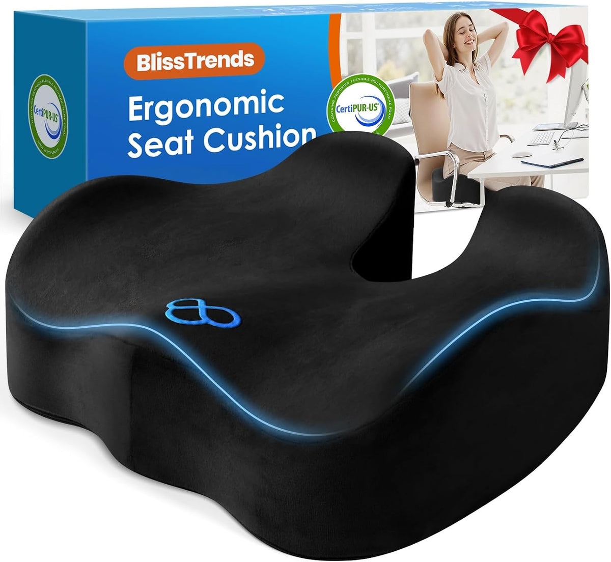 4.7-Inch Memory Foam Seat Cushion with Velvet Cover - Field & Nook