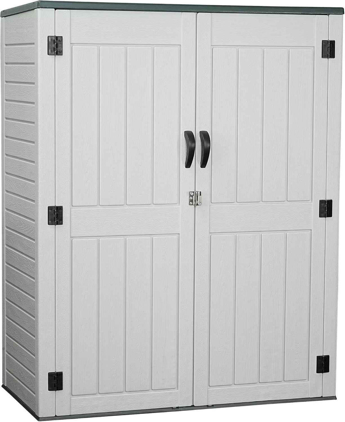 Vertical Resin Storage Shed, 60 Cuft Garden Tool Sheds & Outdoor Storage, Plastic Outdoor Storage Cabinet Waterproof, 4.5 x 2.3 ft Backyard Outside Lawn Mower Storage Shed, White