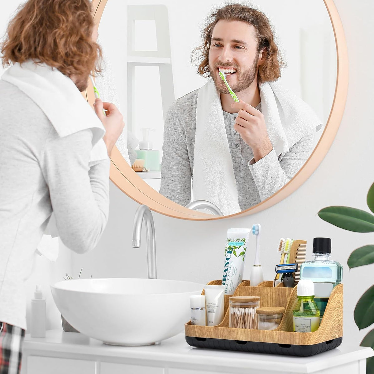 Seven-Slot Toothbrush Organizer – Detachable Drainage Holder