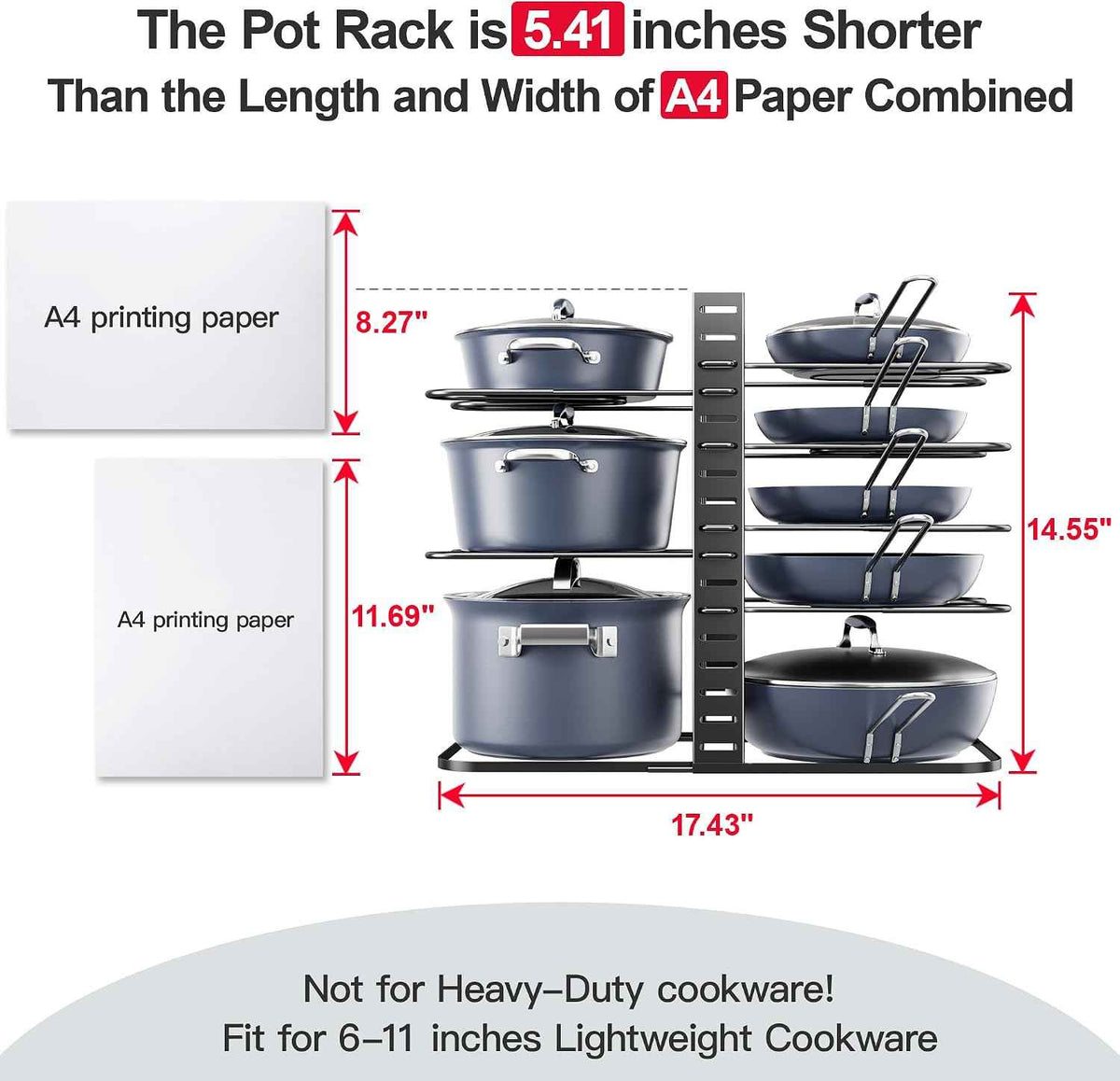 Pots and Pans Organizer, 8-Tier, 14.6"