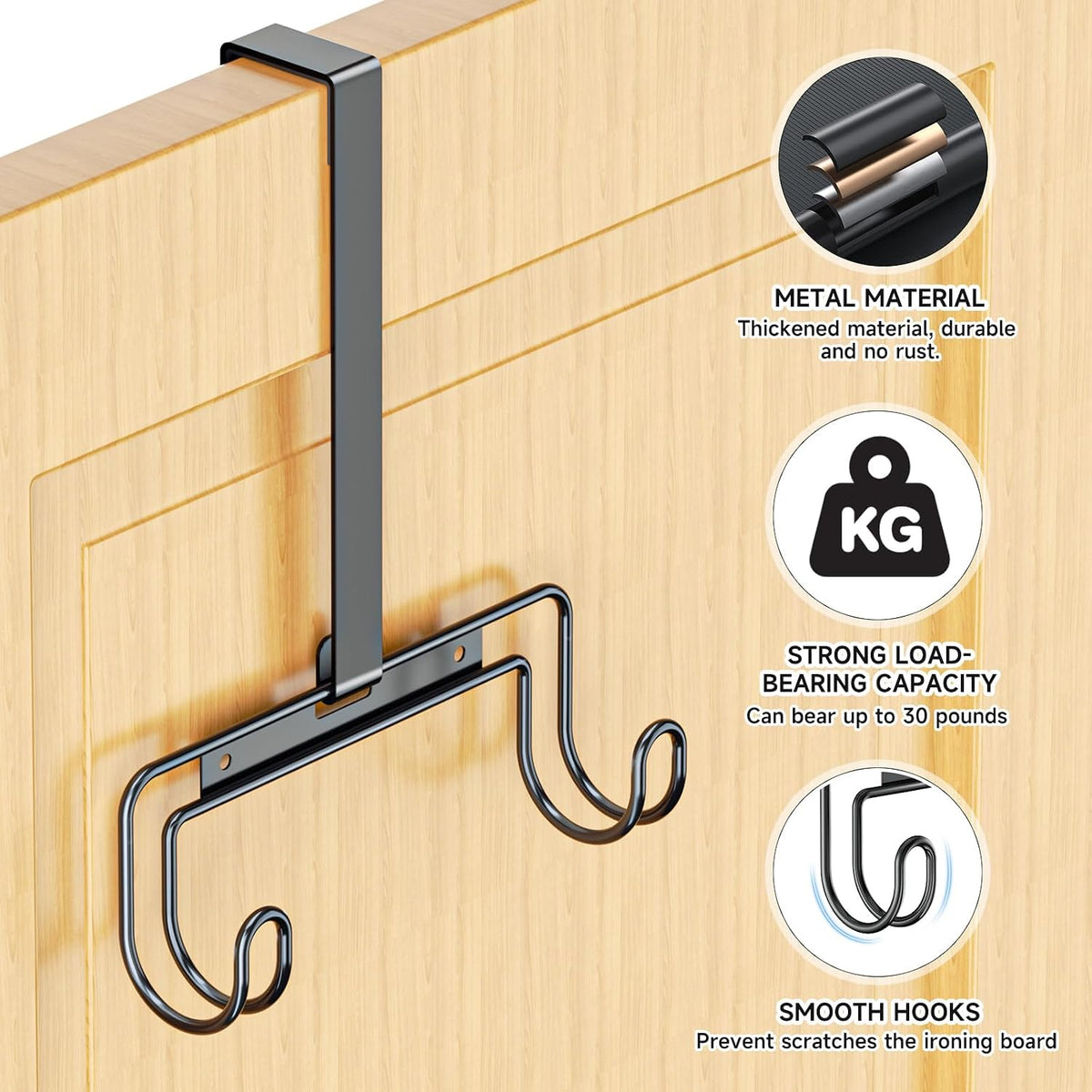 Compact Metal Wall or Over-Door Board Holder – Black - Field & Nook