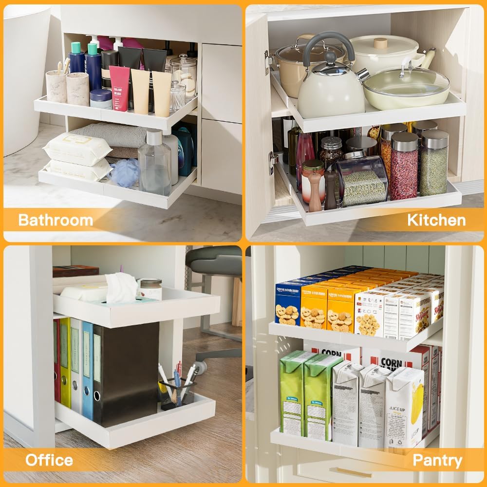 2-Pack Expandable Pull-Out Cabinet Organizer, 12"-20" W x 21" D