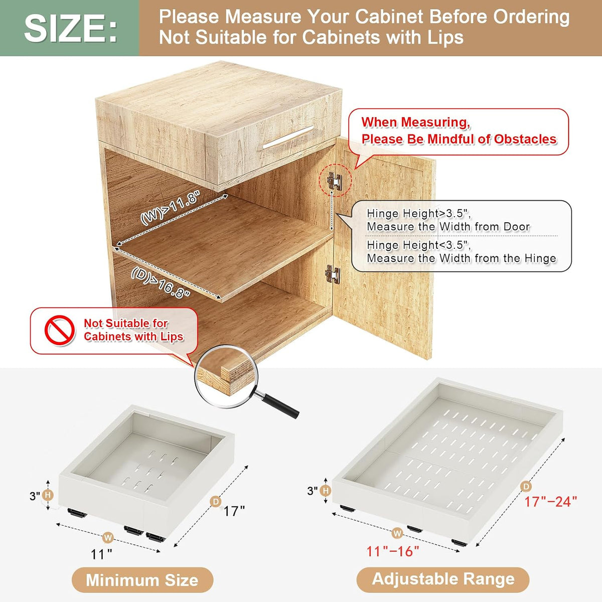 Fokyfok 2Pc Pull out Cabinet Organizer,11"-16"W,17"-24"D,Expandable | No Drill,Adjustable,Roll out Drawers,Adhesive Sliding Drawers,Slide out Shelves for Cabinets Without Lip,Kitchen,Pantry,White - Field & Nook