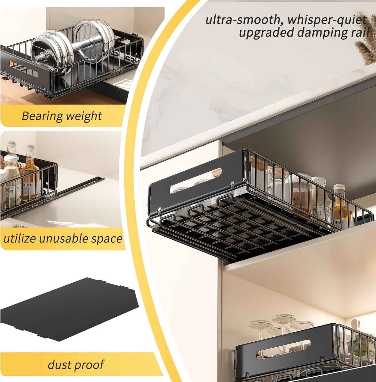 Pull-Out Cabinet Organizer, 1-Pack, Black
