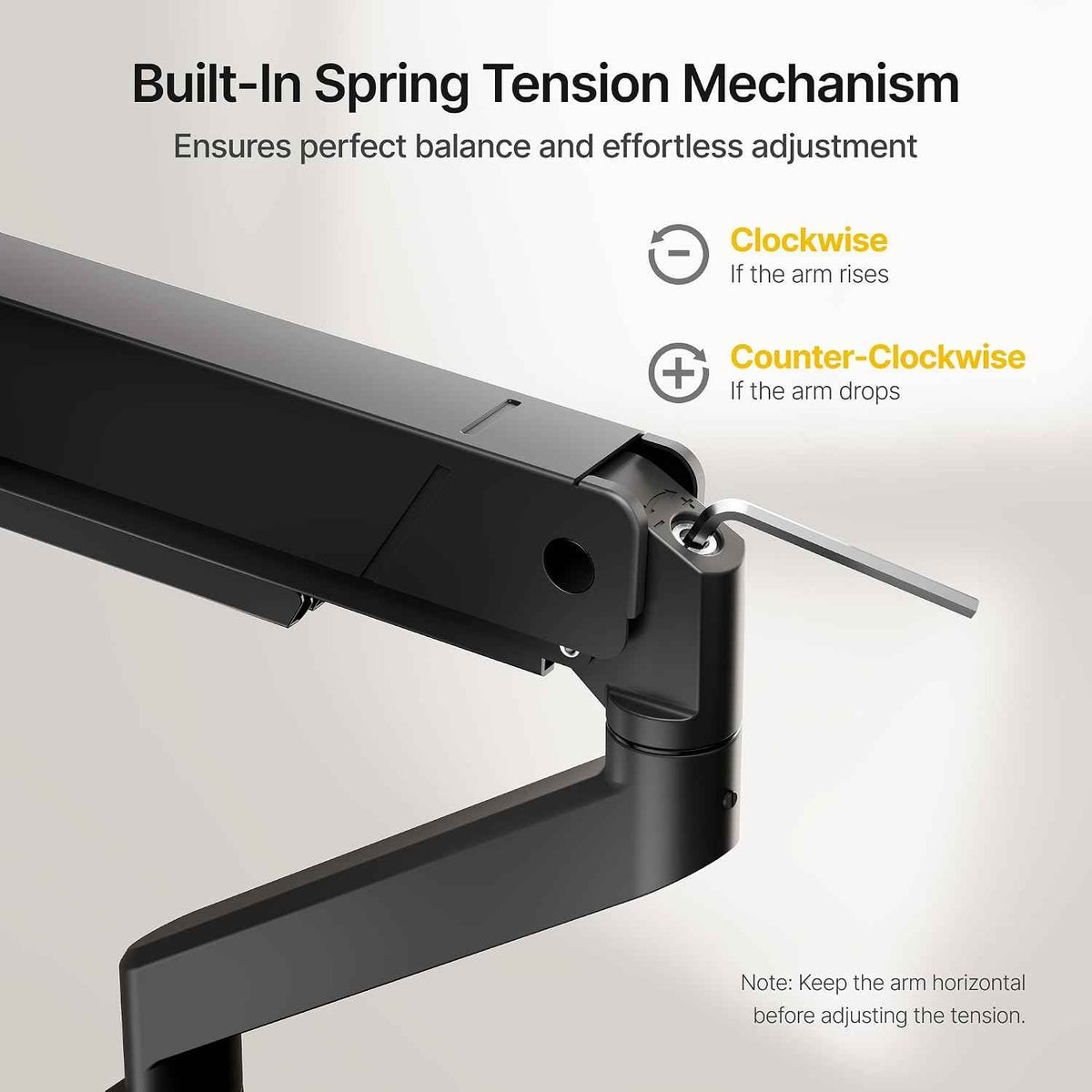monTEK Single Monitor Arm for Max 45 Inch Ultrawide Screens, Holds 35 Lbs | Adjustable Monitor Desk Mount with C Clamp/Grommet Desk Mount, Cable Management, VESA 75/100mm, Black