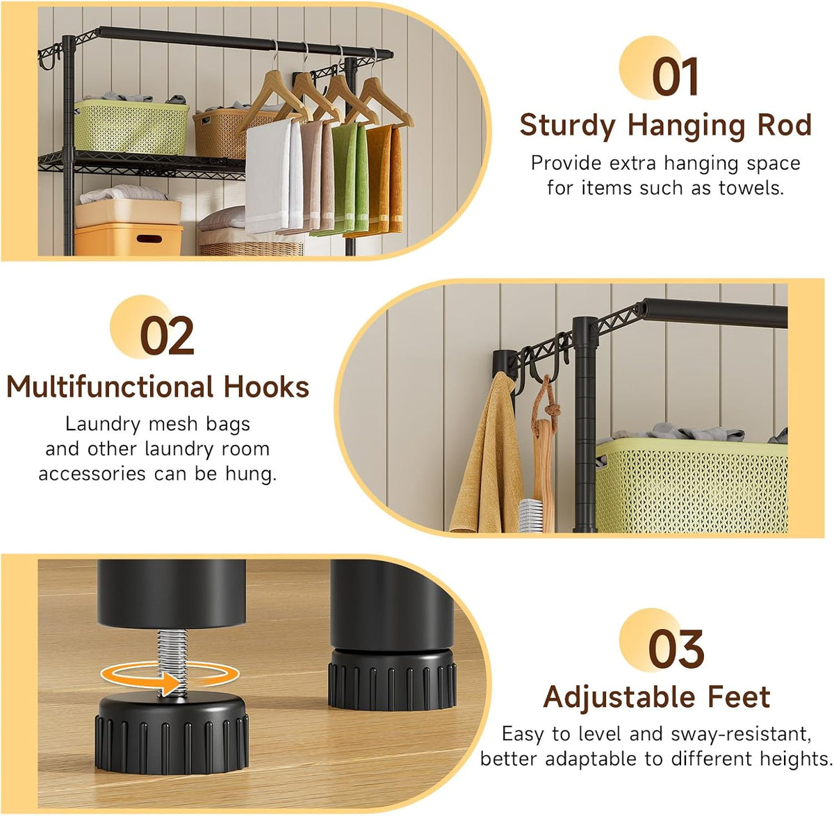 Expandable 3-Tier Over-Washer Storage Rack - Field & Nook