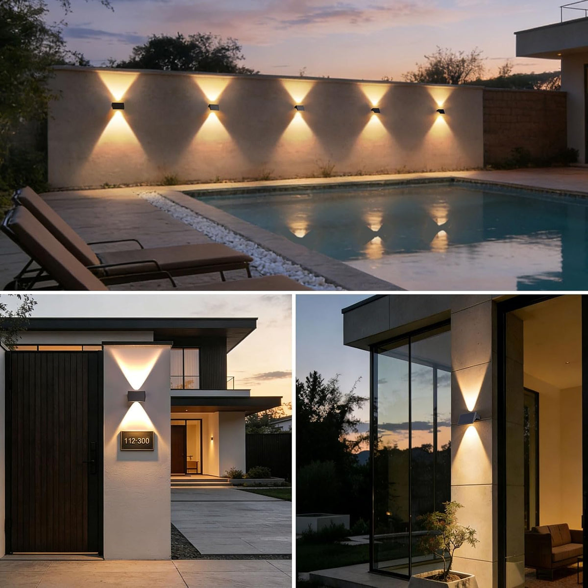 Solar Fence Lights Outdoor, 6 Pack Up and Down Wall Lights, Warm White | IP67 waterproof design; dusk-to-dawn outdoor wall decor for fences, patios, decks, gardens, yards, railings and pathways