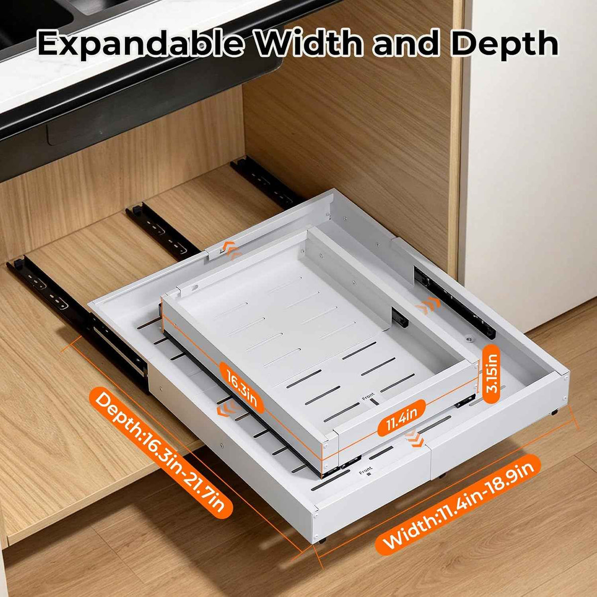 UFORU Expandable Pull Out Cabinet Organizer, 11.4"-18.9"