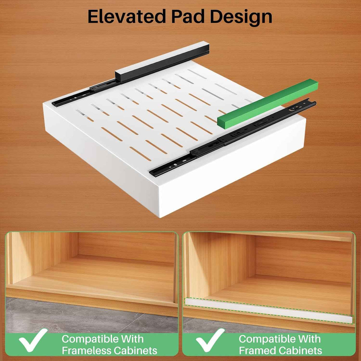 Pull-Out Cabinet Organizer, 21" Deep, White