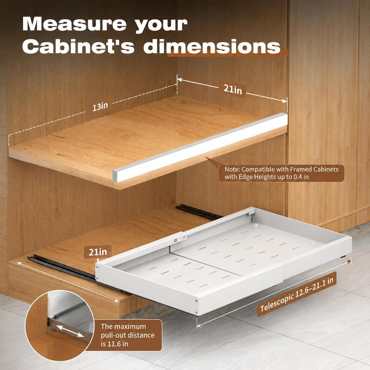Expandable Pull-Out Cabinet Organizer – 12.6 to 21 Inches - Field & Nook