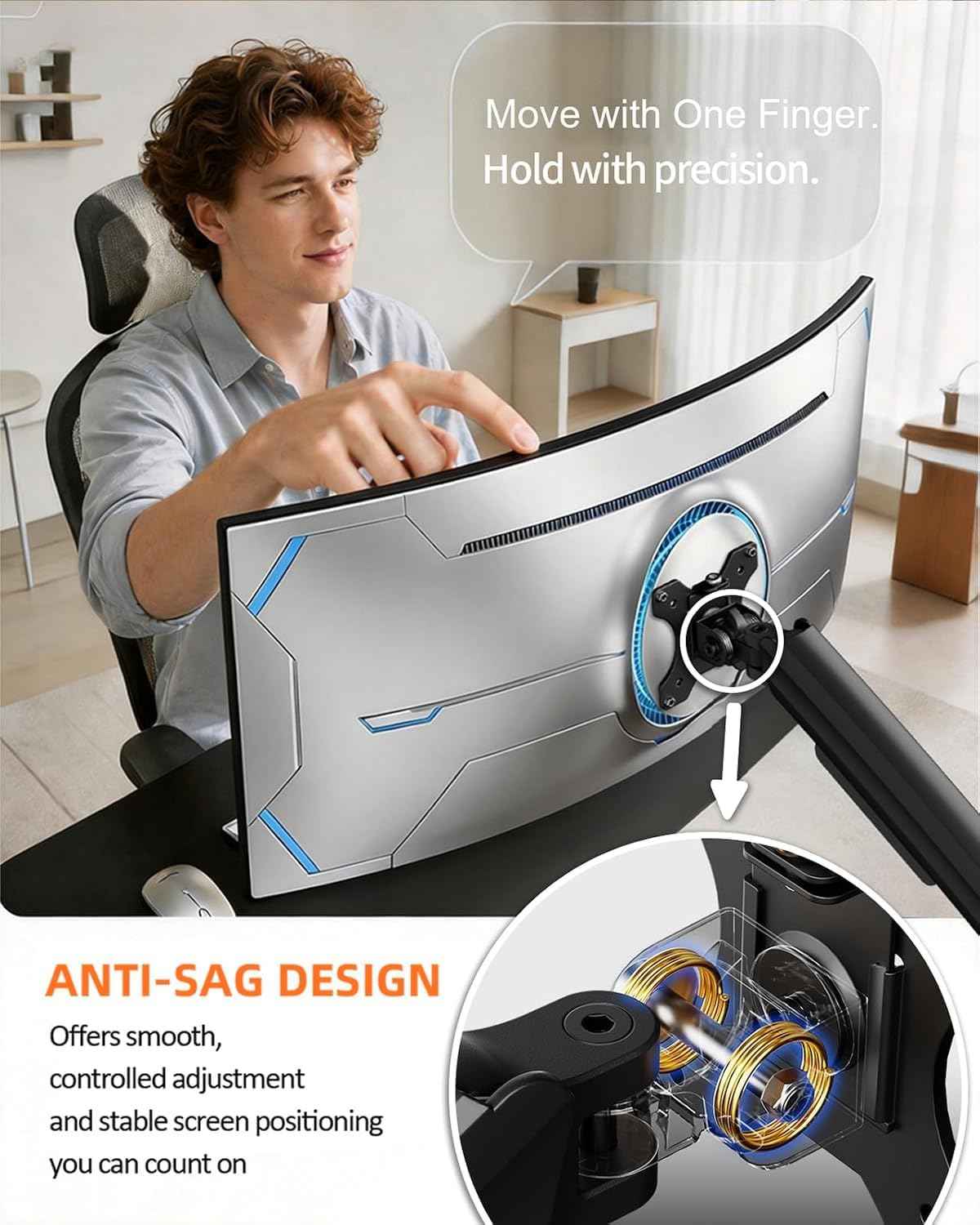 ErGear Heavy Duty Monitor Arm for 13-49″ Ultrawide Screens, 37.4 lbs Capacity, Full Motion Monitor Desk Mount, Rock-Solid Support, Dual C-Clamp & Grommet Mount, VESA 75x75/100x100mm