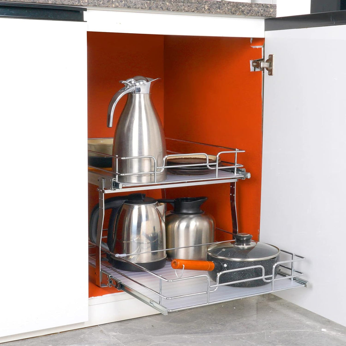 VEVOR 2 Tier 20"Wx21.2"Dx15.2"HPull Out Cabinet Organizer, Heavy Duty