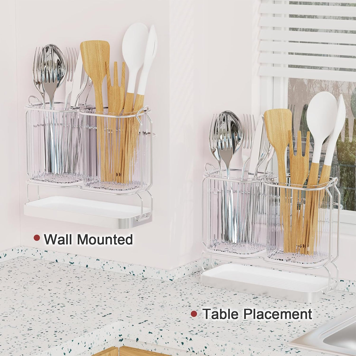 Kitchen Utensil Holder, 6.7", Silver
