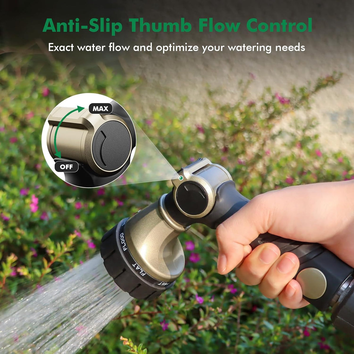 7-Pattern Metal Hose Nozzle with Thumb Control – Bronze - Field & Nook