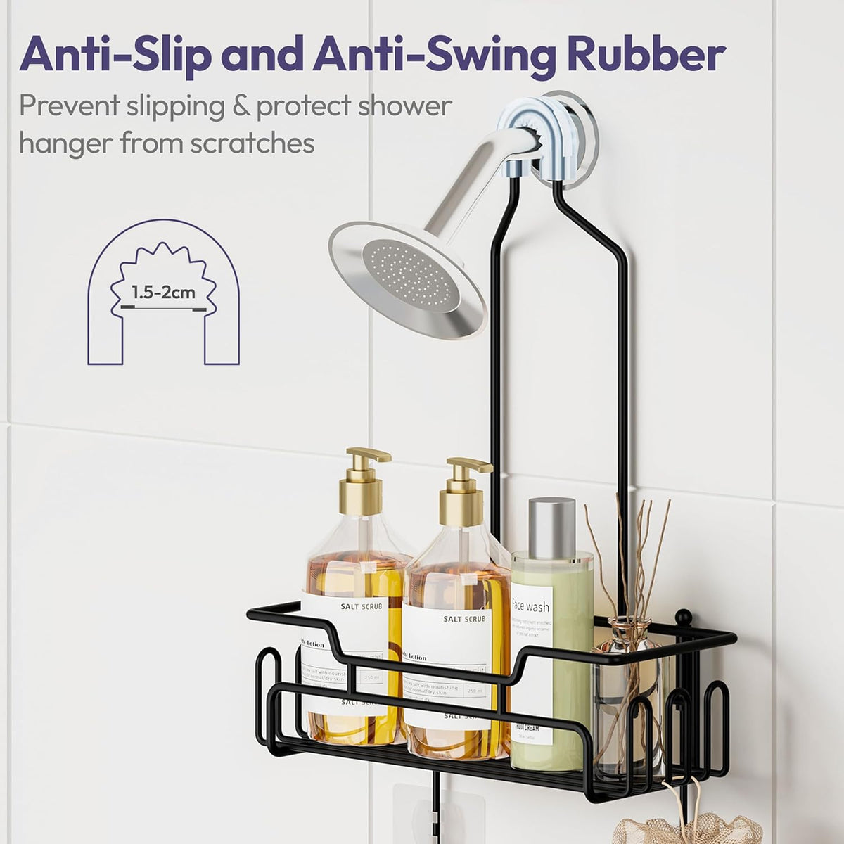 Extended Hanging Shower Organizer – 2-Tier Rustproof Caddy with Hooks