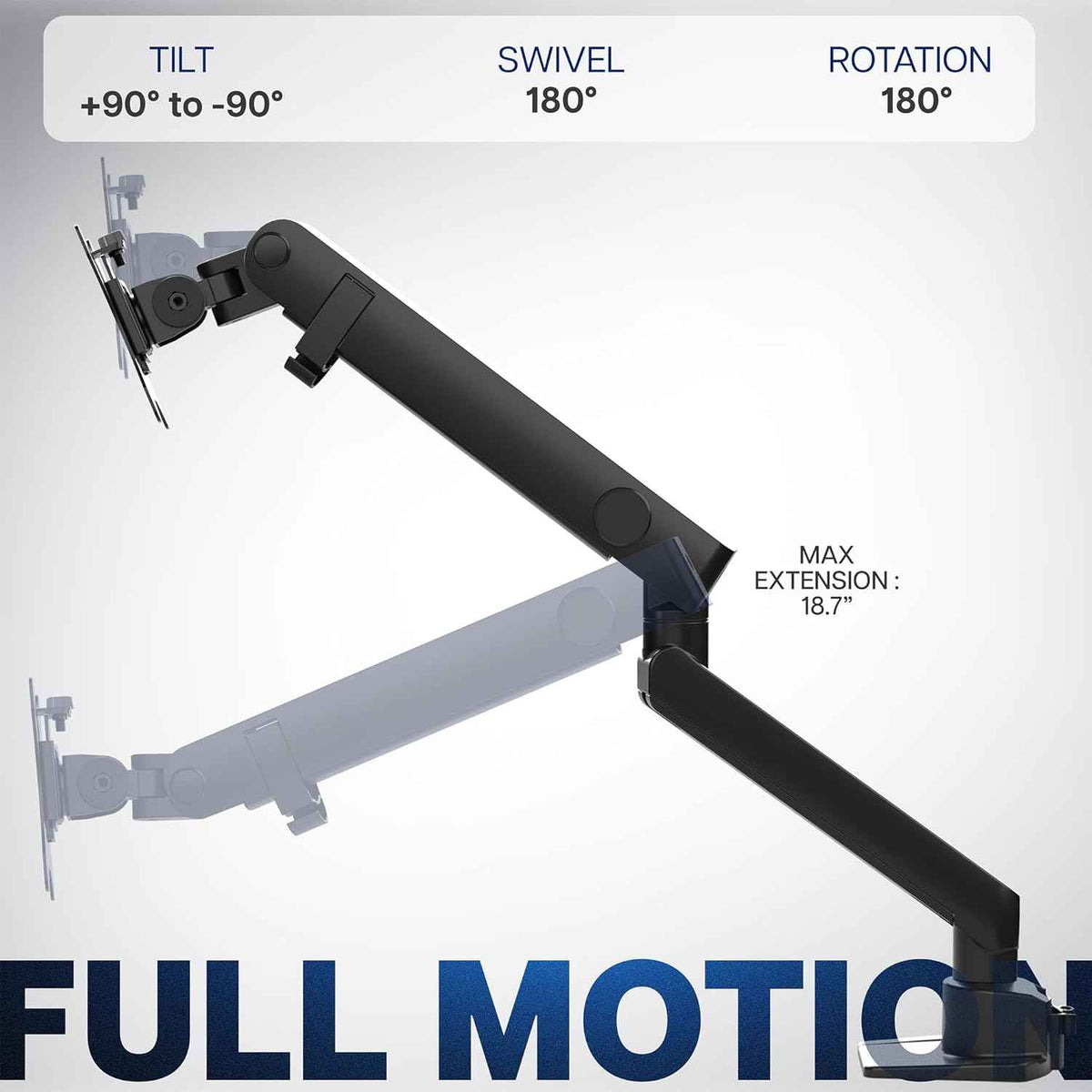 VIVO Premium Aluminum Full Motion Single Ultrawide Monitor Desk Mount Stand with Lift Engine Arm, Fits Screens up to 40 inches, STAND-V101BB