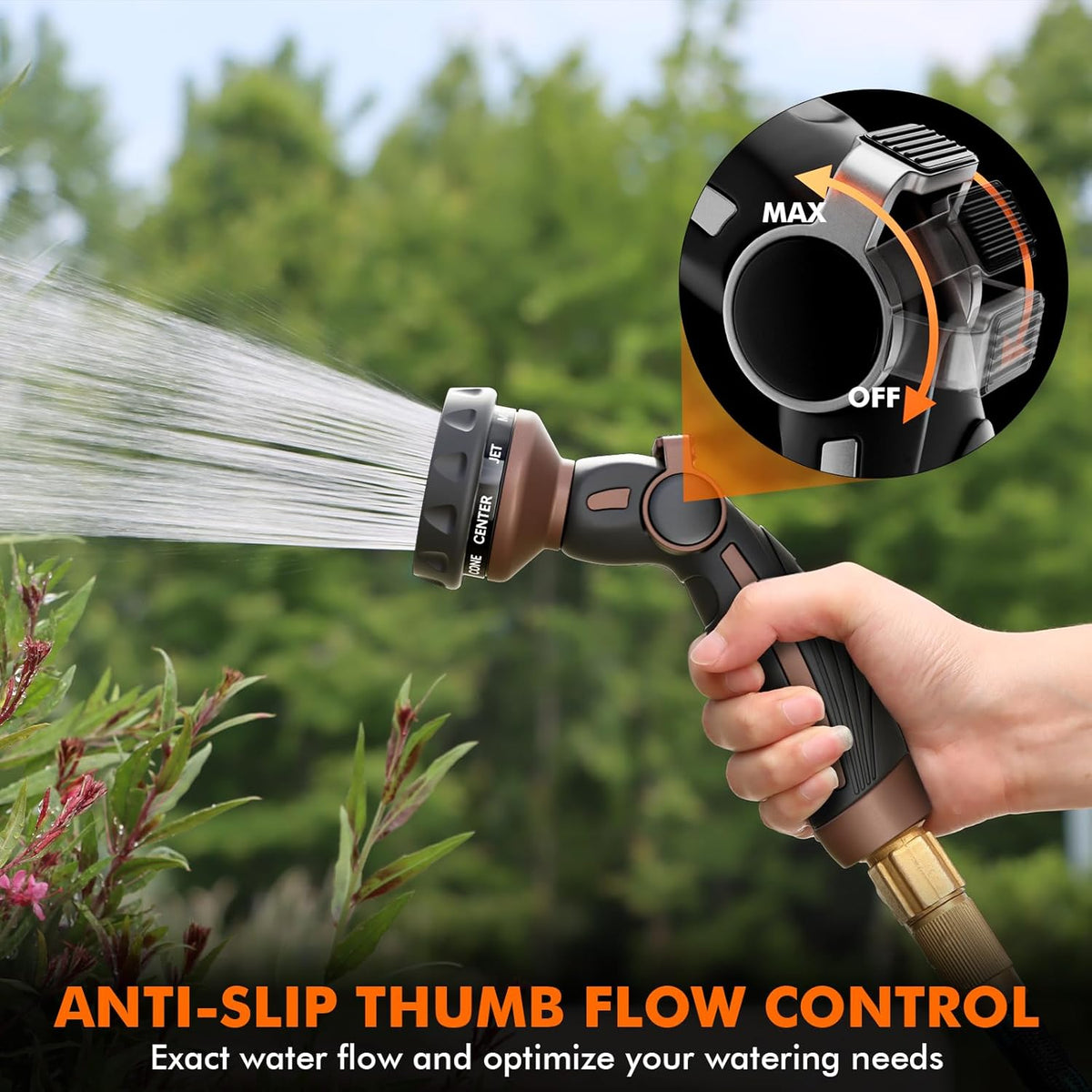 Heavy-Duty Metal Garden Hose Nozzle – 9 Spray Patterns