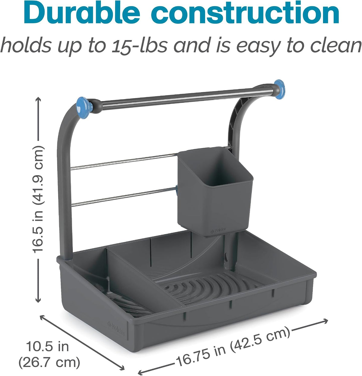 Polder Under Sink Storage Caddy, Kitchen and Bathroom Organization and Storage with Tray, Easy-to-Assemble, 16.75" x 10.5" x 16.5" - Field & Nook