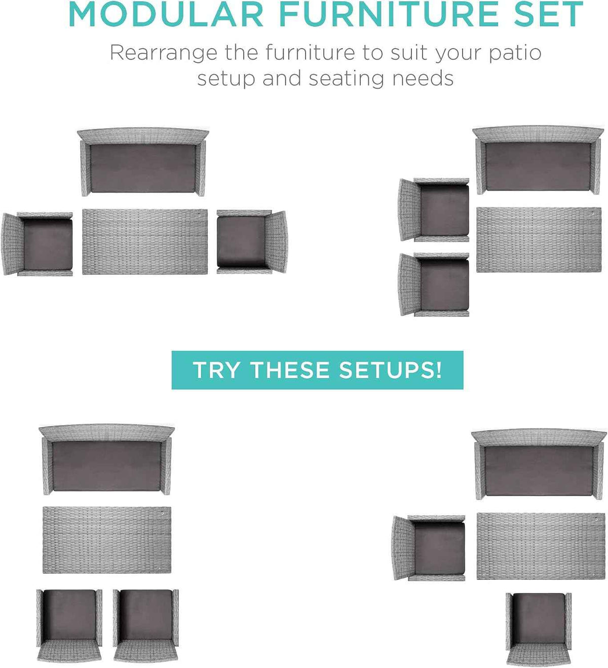 Choice Products 4-Piece Outdoor Wicker Patio Conversation Furniture