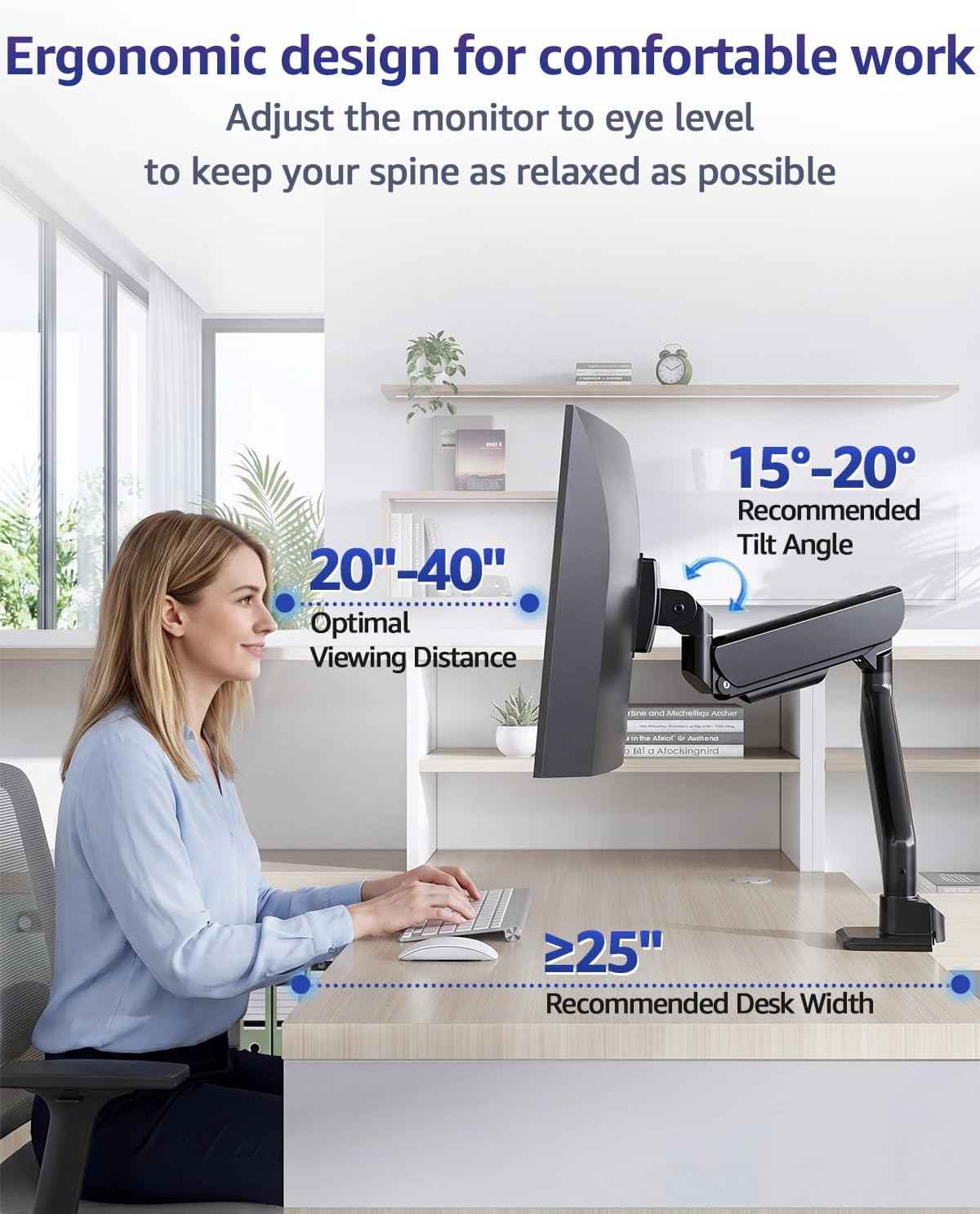 MOUNTUP Heavy Duty Monitor Arm, Single Monitor Mount for 57" Ultrawide Monitor, Supports 4.4–66 lbs, Large Monitor Arm with Full Motion Adjustment, Monitor Stand for Desk, Max VESA 100x100mm
