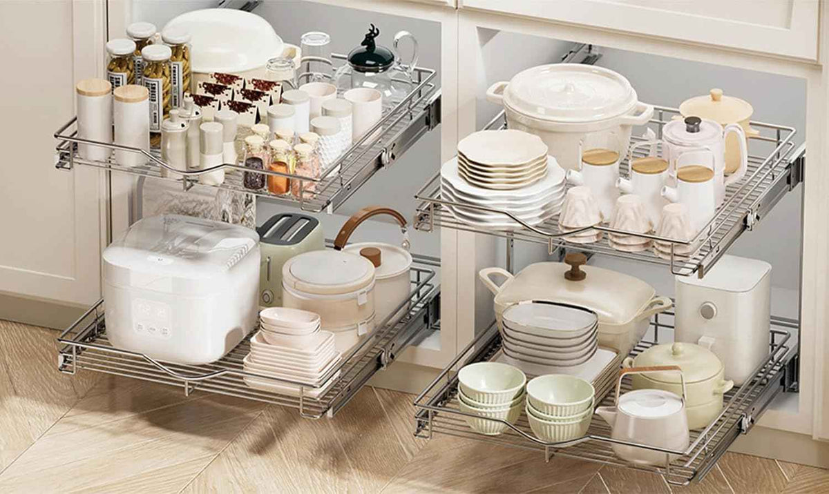 DINDON 2-Tier Pull-Out Cabinet Organizer, 17" W x 21" D