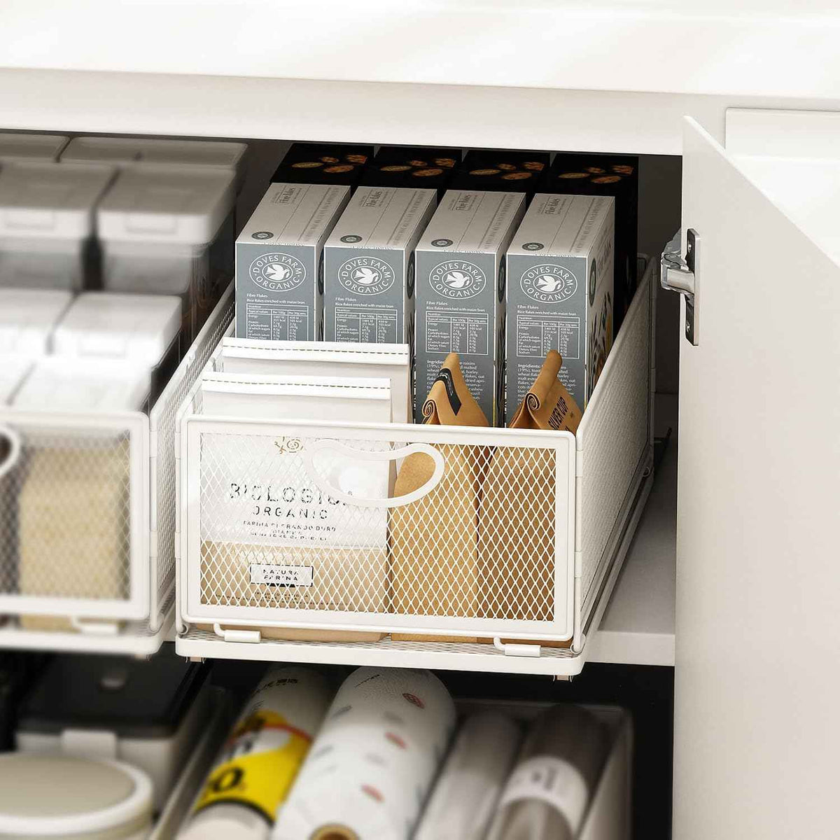 Pull-Out Cabinet Organizer, 9.6" W x 15.7" D, White
